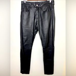 Zara Faux Leather Black Skinny Slim Pants Size 29 Mid Rise 10”
